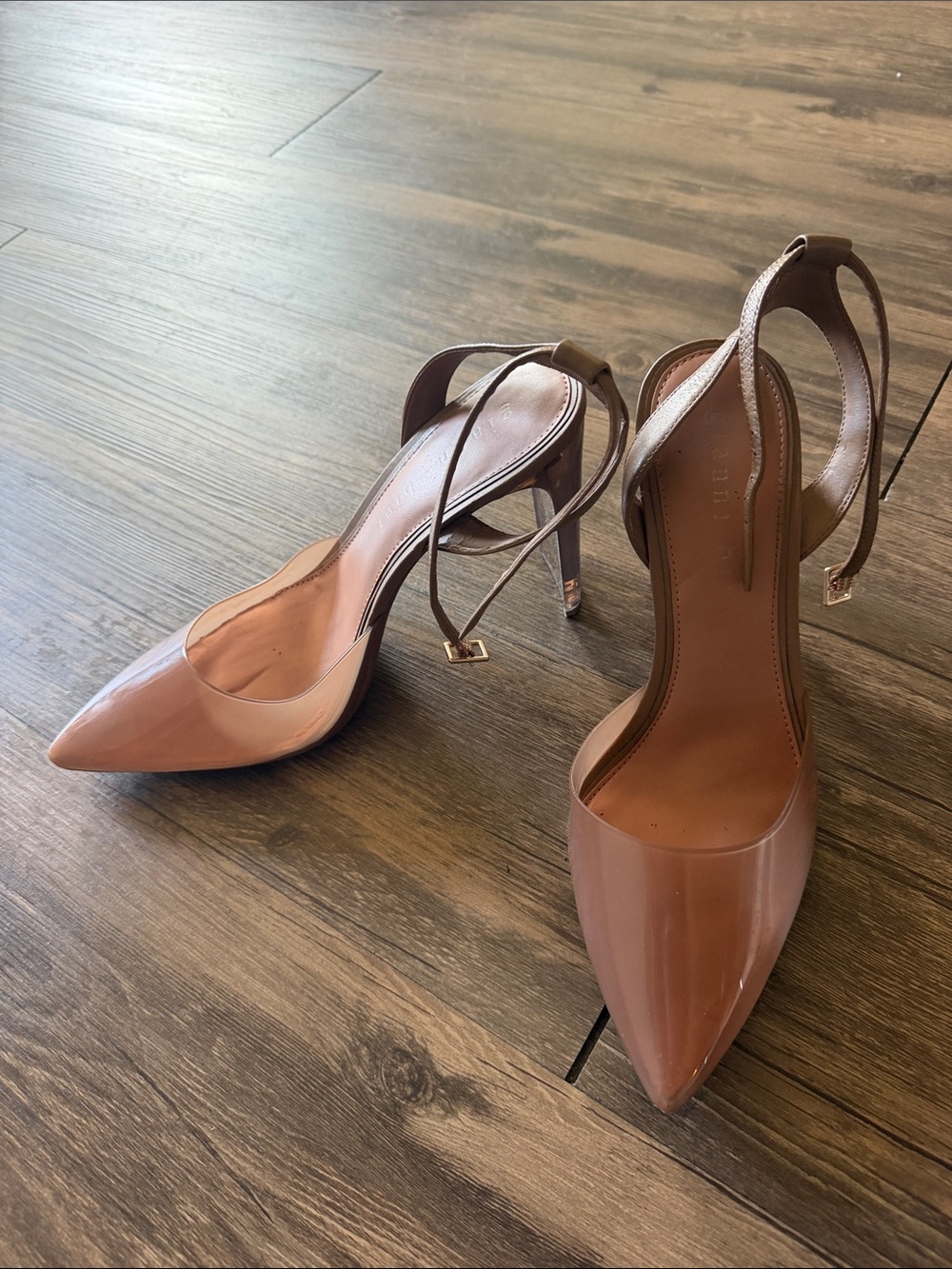 Gianni Bini Patent Pointed-Toe Slingback Pumps in Blush